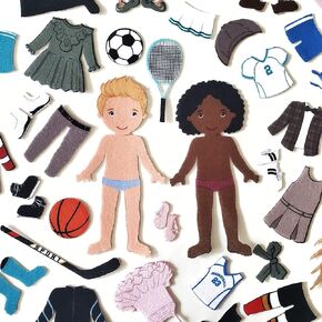 My Felt Story Dress Me Up 58 قطعة - شخصيات دمى رياضية مقاس 8 بوصات للأطفال | تنوع لون البشرة متعدد الثقافات | أنشطة تعليمية ممتعة في الفصل الدراسي