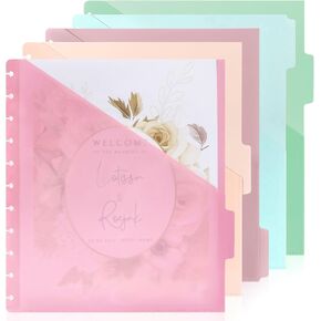 10 Pcs Letter Size Discbound Pocket Dividers Dividers with Tabs and Pockets Discbound Pocket Folders 8.5 x 11 DiscBound Binder Dividers Plastic Dividers with Tabs DiscBound Planner Supplies forOffice