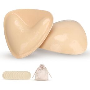 Naivilizer Double-Sided Sticky Bra Pads Push up Bra Inserts Breast Enhancer Reusable for Bikini Swimsuit and Spots Bras(C-cup) Beige