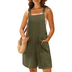 GRECERELLE Rompers For Women 2024 Women's Casual Sleeveless Summer Shorts Adjustable Jumpsuit with Pockets