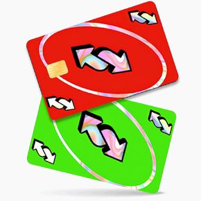 Credit Card Skin, Debit Card Skin, Bank Card Sticker Uno Reverse for Transportation, Key, Debit, Credit,Card Cover 2Pcs, No Bubble, Slim, Waterproof, Anti-Wrinkling Removable (Color-B)