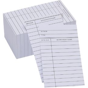 Library Cards, Checkout Catalog Book Cards,Library Checkout Cards, Due Date Note Cards for Record Keeping (3x5 in) (3 X 5 INCH, Count, 200)