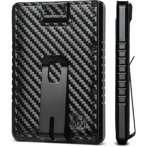 SERMAN BRANDS Metal Wallet - Slim RFID Blocking Wallet for Men with Money Clip - Metal Minimalist Front Pocket Wallet - Thin and Compact – Full Grain Leather Card Holder for Men - Texas Brown Raptor