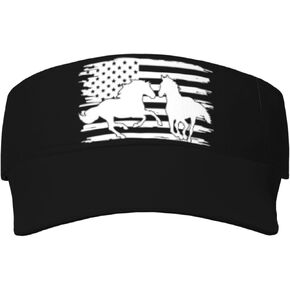 Running Horse USA Flag Sport Sun Visor Hats Ball Caps Adjustable Empty Top Baseball Sun Cap for Men Women