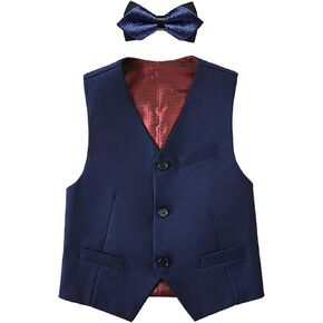 Boy's 3 Button Formal Suit Vest and Bow Tie Set