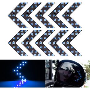 10 PCS Car LED Rearview Mirror Turn Signal, 40mm x 48mm Arrow-shaped PC Board Hidden Indicator Light with 5.51" Lead, Lighting Replacement Accessory, Suitable for Most Car Models (White)