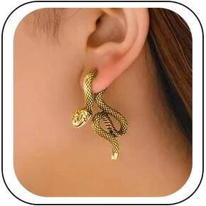 Snake Earrings for Women Gold Silver Snake Edgy Earring Unique Animal Serpent Front Back Stud Earrings Grunge Goth Snake Earring Halloween Jewelry Outfits Accessories