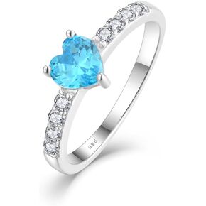 YL 6mm Birthstone Heart Promise Ring for Women 925 Sterling Silver Halo Eternity Rings Wedding bands Jewelry