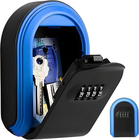 Key Lock Box Wall Mount, 4 Digit Code Combination Lockbox for Keys Outside Resettable, Thickened Plastic Portable Security House Key Safe Lock Box for Indoor Home Office Apartment (Black) in Saudi Arabia