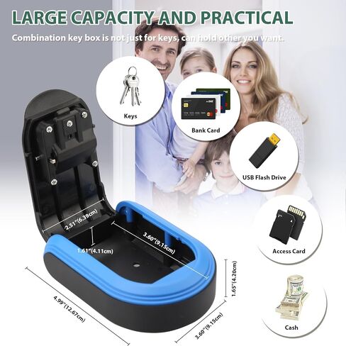 Key Lock Box Wall Mount, 4 Digit Code Combination Lockbox for Keys Outside Resettable, Thickened Plastic Portable Security House Key Safe Lock Box for Indoor Home Office Apartment (Black) in Saudi Arabia