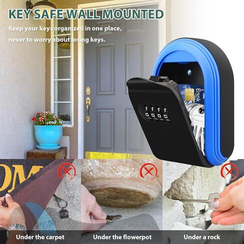 Key Lock Box Wall Mount, 4 Digit Code Combination Lockbox for Keys Outside Resettable, Thickened Plastic Portable Security House Key Safe Lock Box for Indoor Home Office Apartment (Black) in Saudi Arabia