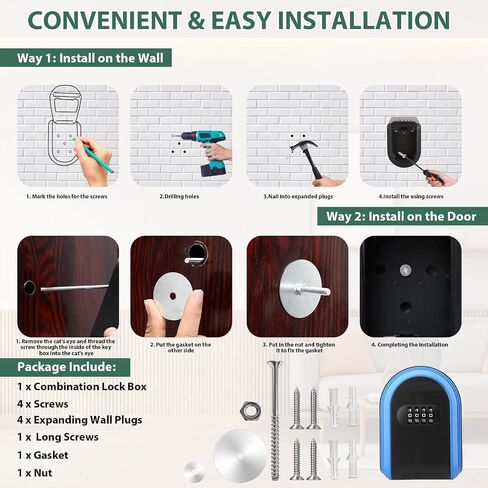 Key Lock Box Wall Mount, 4 Digit Code Combination Lockbox for Keys Outside Resettable, Thickened Plastic Portable Security House Key Safe Lock Box for Indoor Home Office Apartment (Black) in Saudi Arabia