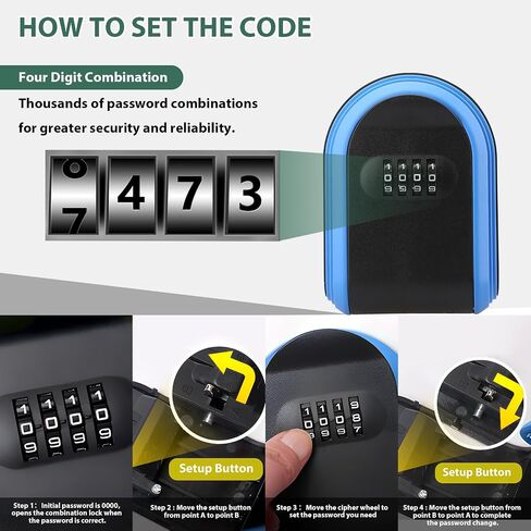 Key Lock Box Wall Mount, 4 Digit Code Combination Lockbox for Keys Outside Resettable, Thickened Plastic Portable Security House Key Safe Lock Box for Indoor Home Office Apartment (Black) in Saudi Arabia