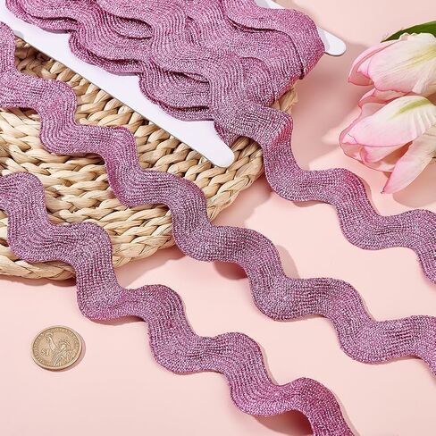 AHANDMAKER Pink Wave Bending Fringe Trim 1.57 Inch Wide 10 Yard Wave Sewing Bending Fringe Trim for Sewing Clothes Gift Wrapping Home Party Decoration, Flamingo in Saudi Arabia