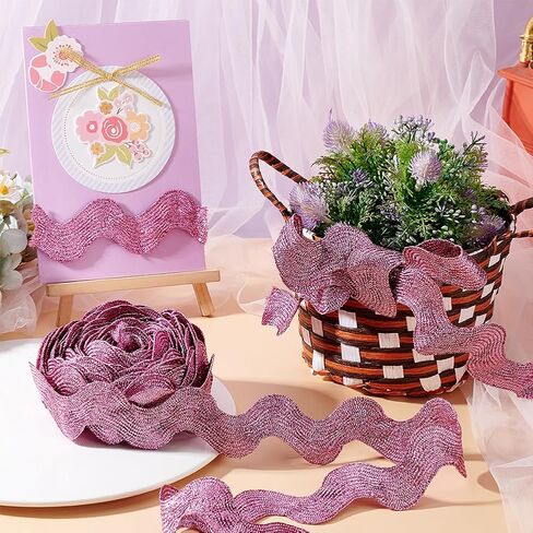 AHANDMAKER Pink Wave Bending Fringe Trim 1.57 Inch Wide 10 Yard Wave Sewing Bending Fringe Trim for Sewing Clothes Gift Wrapping Home Party Decoration, Flamingo in Saudi Arabia