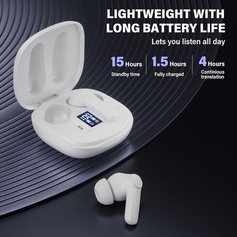 Translation Earbuds, Earbud Translator in Real Time, Language Translator Earbuds, Two-Way Translator Device with APP for 74 Languages & 70 Accents, Fast Reaction, Instant Translation in Saudi Arabia