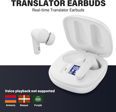 Translation Earbuds, Earbud Translator in Real Time, Language Translator Earbuds, Two-Way Translator Device with APP for 74 Languages & 70 Accents, Fast Reaction, Instant Translation in Saudi Arabia
