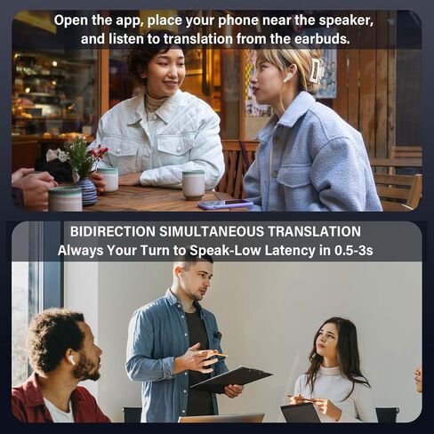 Translation Earbuds, Earbud Translator in Real Time, Language Translator Earbuds, Two-Way Translator Device with APP for 74 Languages & 70 Accents, Fast Reaction, Instant Translation in Saudi Arabia