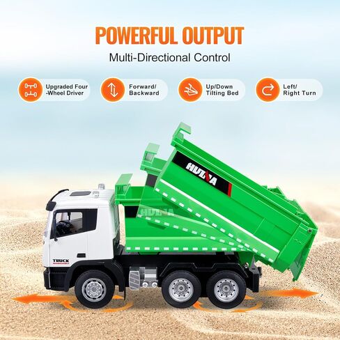 VEVOR RC Dump Truck Toy for Kids, Large Size 10-Channel 1:14 Scale, 50 Min x2 Long Battery Life with Light & Sound Effect Remote Control Construction Birthday Xmas Gifts Ideas for Boys Age 8 9 10 & Up in Saudi Arabia