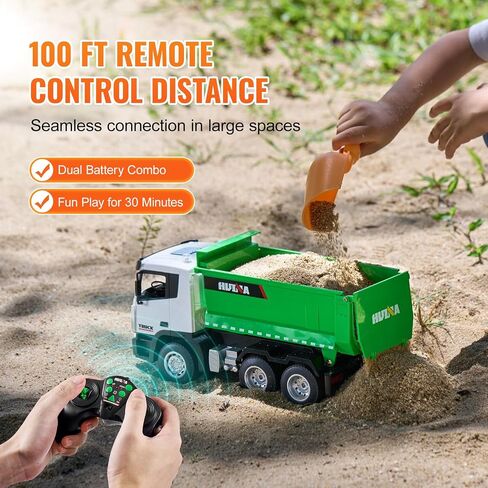 VEVOR RC Dump Truck Toy for Kids, Large Size 10-Channel 1:14 Scale, 50 Min x2 Long Battery Life with Light & Sound Effect Remote Control Construction Birthday Xmas Gifts Ideas for Boys Age 8 9 10 & Up in Saudi Arabia