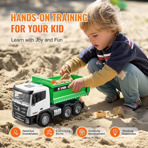 VEVOR RC Dump Truck Toy for Kids, Large Size 10-Channel 1:14 Scale, 50 Min x2 Long Battery Life with Light & Sound Effect Remote Control Construction Birthday Xmas Gifts Ideas for Boys Age 8 9 10 & Up in Saudi Arabia