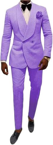 Mens Shawl Lapel Suit Patterned Double Breasted Wedding Tuxedos Prom Suits Jacket Pants Groomsmen Suit in Kuwait