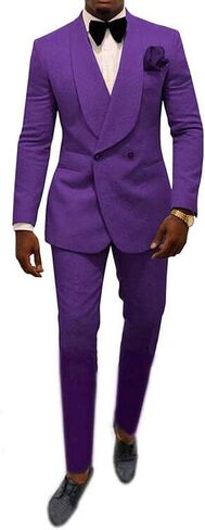 Mens Shawl Lapel Suit Patterned Double Breasted Wedding Tuxedos Prom Suits Jacket Pants Groomsmen Suit in Kuwait