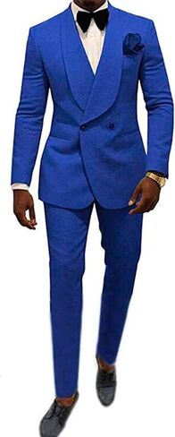 Mens Shawl Lapel Suit Patterned Double Breasted Wedding Tuxedos Prom Suits Jacket Pants Groomsmen Suit in Kuwait