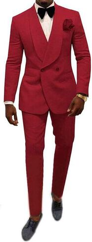 Mens Shawl Lapel Suit Patterned Double Breasted Wedding Tuxedos Prom Suits Jacket Pants Groomsmen Suit in Kuwait