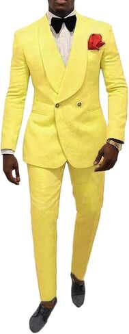 Mens Shawl Lapel Suit Patterned Double Breasted Wedding Tuxedos Prom Suits Jacket Pants Groomsmen Suit in Kuwait