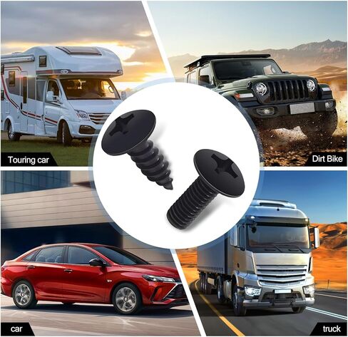 8 PCS Car License Plate Screws Set, Stainless Steel License Plate Bolts Fasteners Kits, Vehicle Screws Caps with Installation Tool, Universal Retainer for Most Cars (Black) in Saudi Arabia