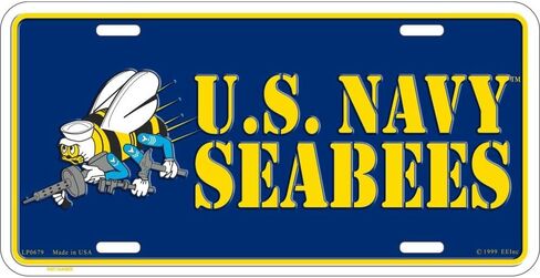 الولايات المتحدة البحرية Seabees USN لوحة ترخيص معدنية للسيارات بما في ذلك مسامير التثبيت in Saudi Arabia