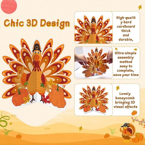 10 عبوات من قطعة مركزية على شكل قرص العسل لعيد الشكر في تركيا، لوازم زينة حفلات عيد الشكر ثلاثية الأبعاد لطاولات الخريف المركزية لحفلات عيد الشكر وحفلات اليقطين وحفلات عيد الأصدقاء السعيدة in Kuwait