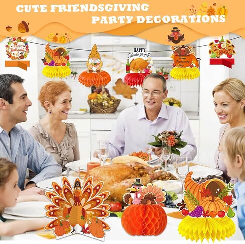 10 عبوات من قطعة مركزية على شكل قرص العسل لعيد الشكر في تركيا، لوازم زينة حفلات عيد الشكر ثلاثية الأبعاد لطاولات الخريف المركزية لحفلات عيد الشكر وحفلات اليقطين وحفلات عيد الأصدقاء السعيدة in Kuwait