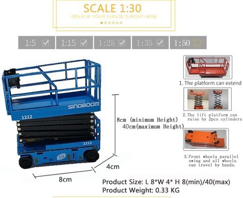 مقياس 1:30 Sinoboom 1212 مقصية نموذج منصة العمل طبق الاصل مجموعة اللعب سلة تمديد 2 اسطوانات رفع in Kuwait