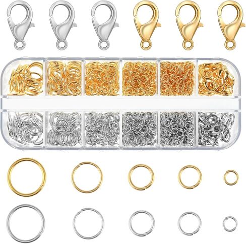 سيبا حلقات القفز سحر لصنع المجوهرات لوازم قلادة عدة 1140 قطعة سوار سلسلة المفاتيح المشابك والإغلاق سبليت القرط إصلاح كيرينغ السنانير أدوات تمديد سلسلة النتائج الديكور صانع DIY in Kuwait