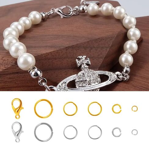 حلقات القفز SourceTon لمستلزمات صنع المجوهرات وإصلاح القلائد مع مشابك جراد البحر مع قطعتين من حلقة القفز أداة فتح/إغلاق (1140 قطعة، فضي وذهبي) in Kuwait