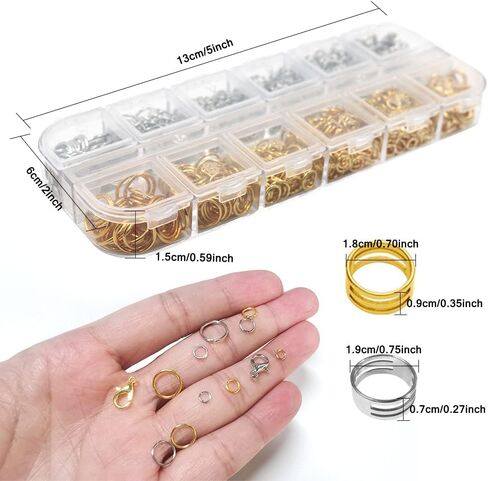 حلقات القفز SourceTon لمستلزمات صنع المجوهرات وإصلاح القلائد مع مشابك جراد البحر مع قطعتين من حلقة القفز أداة فتح/إغلاق (1140 قطعة، فضي وذهبي) in Kuwait