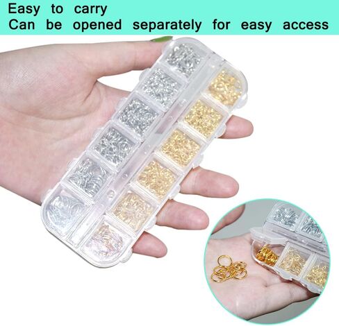 حلقات القفز SourceTon لمستلزمات صنع المجوهرات وإصلاح القلائد مع مشابك جراد البحر مع قطعتين من حلقة القفز أداة فتح/إغلاق (1140 قطعة، فضي وذهبي) in Kuwait