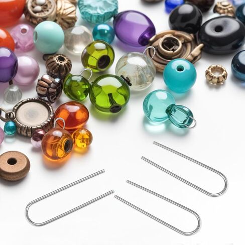 100pcs High Temperature Nichrome Wire Jump Rings, 21 Gauge Wire Diameter U Shaped Hanger Hooks with Plastic Storage Box for DIY Pendant Ceramic Ornaments Fusing in Glass Porcelain Stoneware in Saudi Arabia