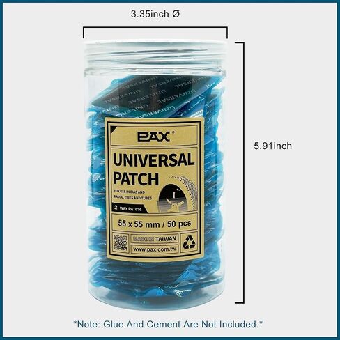 PAX 50 قطعة 55 × 55 مم أنبوب مطاطي عالمي مربع ورقع إصلاح الإطارات، إطارات شعاعية ومتحيزة مناسبة، الدراجات النارية، السيارات، الشاحنات، المركبات الزراعية، النهر العائم in Kuwait