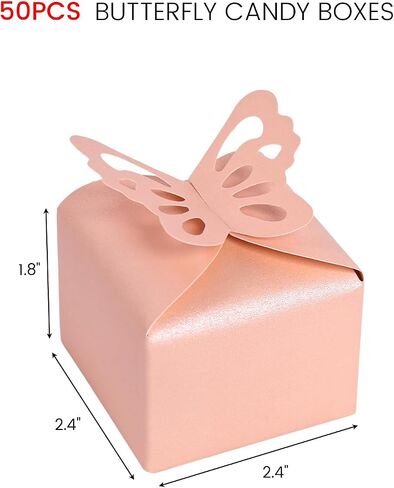 VGOODALL 50PCS Small Favor Boxes Pink, 3D Butterfly Candy Boxes Pink Baby Shower Favor Boxes for Wedding Birthday Party Gift Treat Box in Saudi Arabia