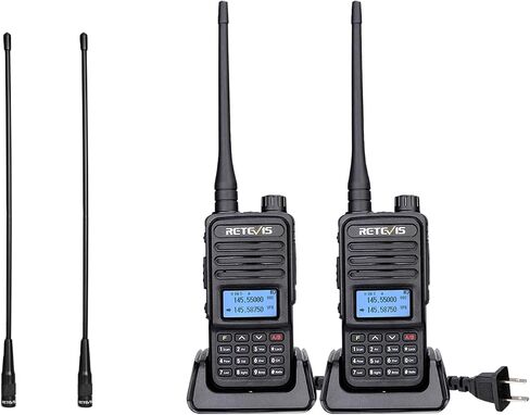 Retevis RT85 Walkie Talkies Long Range, Dual Band 200 Channels High Power 2 Way Radios, DTMF Remote Stun ANI Handheld Two Way Radio Rechargeable, for Hiking Hunt(2 Pack) in Kuwait