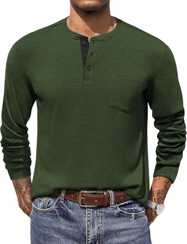 COOFANDY Men Long Sleeve T-Shirs Casual Basic Lightweight Fashion Shirts Soild Tees with Pockets in Kuwait