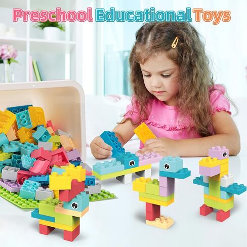 KidEwan Building Blocks for Kids Toddlers, Animal Blocks Toys, STEM Toys Baby Stacking Block Sets with Storage Box, Learning Toys for Preschool Classroom Aged 3+ (60PCS) in Saudi Arabia