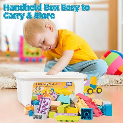 KidEwan Building Blocks for Kids Toddlers, Animal Blocks Toys, STEM Toys Baby Stacking Block Sets with Storage Box, Learning Toys for Preschool Classroom Aged 3+ (60PCS) in Saudi Arabia