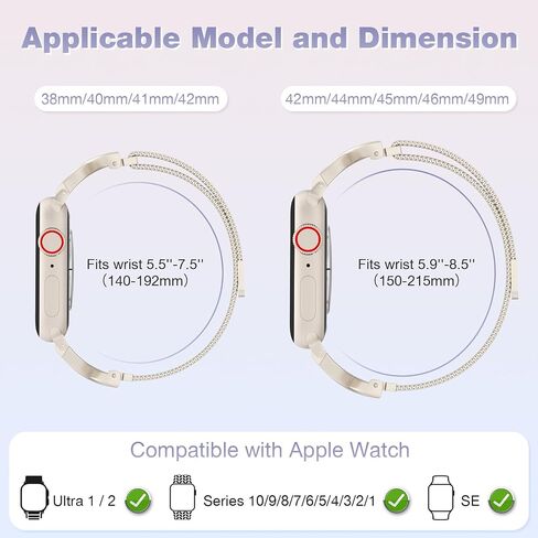 BRG Thin Mesh Loop Compatible with Apple Watch Bands for Women 40mm 41mm 38mm 42mm Series 10 9 8 7 6 5 4 3 2 1 SE, Metal Magnetic Stainless Steel Strap with X-Shape Diamond Clasp for iWatch Bands in Saudi Arabia