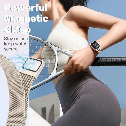 BRG Thin Mesh Loop Compatible with Apple Watch Bands for Women 40mm 41mm 38mm 42mm Series 10 9 8 7 6 5 4 3 2 1 SE, Metal Magnetic Stainless Steel Strap with X-Shape Diamond Clasp for iWatch Bands in Saudi Arabia