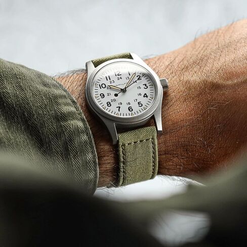 Croyde Canvas Watch Strap - 100% Cotton, Quick-Release, Stainless Steel Buckle, Vintage Military Style - Fits 18mm, 20mm, 22mm Watches - Army Green, Grey, Sand in Saudi Arabia