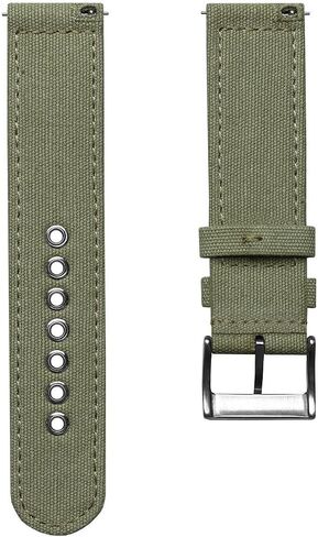 Croyde Canvas Watch Strap - 100% Cotton, Quick-Release, Stainless Steel Buckle, Vintage Military Style - Fits 18mm, 20mm, 22mm Watches - Army Green, Grey, Sand in Saudi Arabia